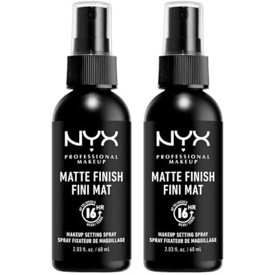 NYX PROFESSIONAL MAKEUP Spray Fissante Makeup Matte Finish Formula Leggera Vegana No Transfer a Lunga Tenuta 16h Versatile per Tutti i Tipi di Pelle 2 Flaconi da 60ml NYX PROFESSIONAL MAKEUP Spray Fissante Makeup Matte Finish Formula Leggera Vegana No Transfer a Lunga Tenuta 16h Versatile per Tutti i Tipi di Pelle 2 Flaconi da 60ml