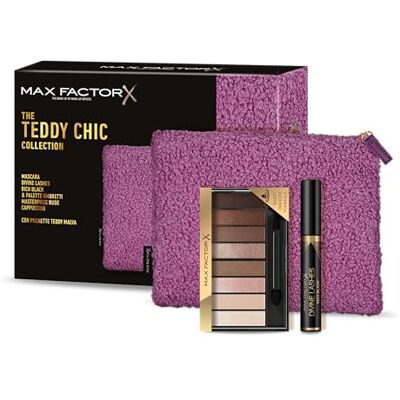 Max Factor , Cofanetto Regalo Donna Teddy Chic, Pochette in morbido tessuto teddy con Mascara Divine Lashes + Palette Ombretti Masterpiece Nude Cappuccino Max Factor , Cofanetto Regalo Donna Teddy Chic, Pochette in morbido tessuto teddy con Mascara Divine Lashes + Palette Ombretti Masterpiece Nude Cappuccino