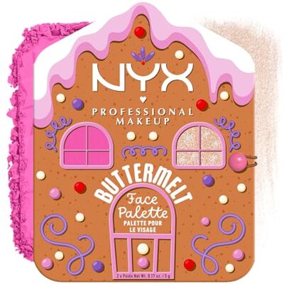 NYX PROFESSIONAL MAKEUP Palette Duo Blush & Illuminante, formula sfumabile e colore luminoso, fino a 12 ore di tenuta, Buttermelt, Shade: 01 Light Medium, 10 g NYX PROFESSIONAL MAKEUP Palette Duo Blush & Illuminante, formula sfumabile e colore luminoso, fino a 12 ore di tenuta, Buttermelt, Shade: 01 Light Medium, 10 g