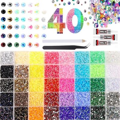 Dmhwd Bedazzler Kit di 32000 strass autoadesivi da 3 mm Bedazzling Kit con pinzette e penna, 40 colori di strass per unghie, per fai da te, scarpe, pittura con diamanti Dmhwd Bedazzler Kit di 32000 strass autoadesivi da 3 mm Bedazzling Kit con pinzette e penna, 40 colori di strass per unghie, per fai da te, scarpe, pittura con diamanti