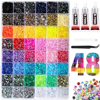 BetterJonny Set di 38400 strass per unghie, 3 mm, per fai da te, nail art, con pinzette, penna, colla, per fai da te, pittura con diamanti BetterJonny Set di 38400 strass per unghie, 3 mm, per fai da te, nail art, con pinzette, penna, colla, per fai da te, pittura con diamanti