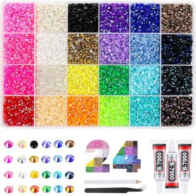Dmhwd Bedazzler Kit di 24000 strass autoadesivi da 3 mm Bedazzling Kit con pinzette e penna, 24 colori di strass per unghie, per fai da te, scarpe, pittura con diamanti Dmhwd Bedazzler Kit di 24000 strass autoadesivi da 3 mm Bedazzling Kit con pinzette e penna, 24 colori di strass per unghie, per fai da te, scarpe, pittura con diamanti
