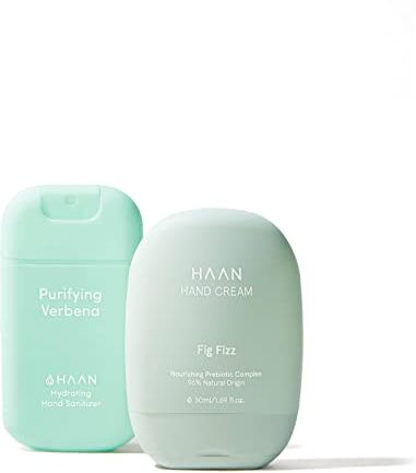 HAAN Crema idratante per le mani 50ml + Detergente per le mani 30ml Ricaricabile Fragranze uniche Combo Verbena Purifying + Fig Fizz