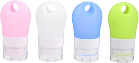 FRCOLOR 4 bottiglie in gel di silice in silicone, da viaggio, per cosmetici, in silicone, per trucchi, lozioni a mano, contenitore per crema in silicone portatile