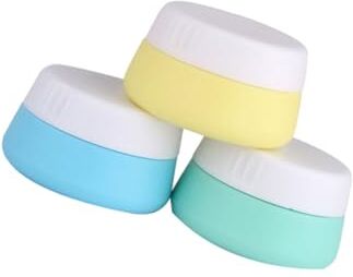 FRCOLOR 3 contenitori da viaggio a prova di perdite, contenitori cosmetici da viaggio, in silicone, vuoti per campioni con coperchio, contenitore per crema, simulazione portatile da viaggio