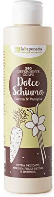 La Saponaria Dolce Schiuma Detergente Corpo con Vaniglia e Carota Nutriente e Lenitivo Flacone di bioplastica ccpb Vegan 200 ml