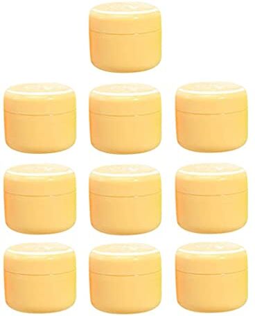 Generic Barattoli di Balsamo per Vuoti di Conservazione Del Barattolo Cosmetico Da 10 Pezzi, Giallo-100g