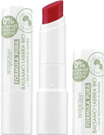 Deborah Milano Balsamo Labbra Colorato BIO Formula Pura Red Brick n.5 SPF 10, cruelty free vegano, 100% origine naturale