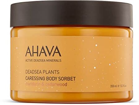 AHAVA Piante Mar Morto Carezzevole Sorbetto Corpo, Mandarino e Cedro Idrata e Rinfresca la Pelle, Aumenta la Morbidezza, Arricchita con Osmoter, Bisabololo, Vitamina B5 & E, 11.8 fl.oz