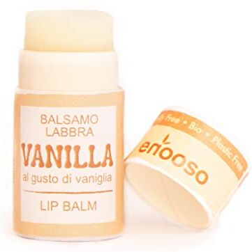 ENOOSO Balsamo Labbra Idratante e Protettivo a lunga Durata Vitamina E per pelli Secche e Screpolate Lip balm Bio Riparatore e Biologico 100% Naturale Vegano alla Vaniglia 10ml