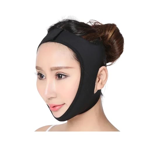 Generic Fascia elastica per tonificare il viso con linee V per donne, mento e guance, massaggiatore per il viso. (S, nero)