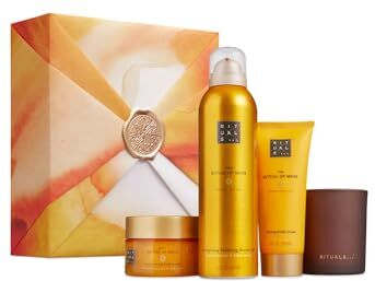 RITUALS Cofanetto regalo donna The Ritual of Mehr, M – Set regalo donna con 4 prodotti per la cura del corpo e della casa – Set bagno con arancia dolce e legno di cedro energizzanti