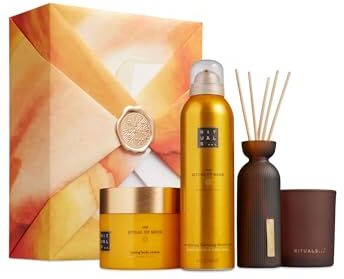 RITUALS Cofanetto regalo donna The Ritual of Mehr, L – Set regalo donna con 4 prodotti per la cura del corpo e della casa – Set bagno con arancia dolce e legno di cedro energizzanti