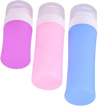 FRCOLOR 1 set di bottiglie in silicone usa e getta, contenitore rosa, per trucco, da viaggio, in gel di silicone, per spremere, per lozioni, viaggi, gel di silice, tubo in silicone