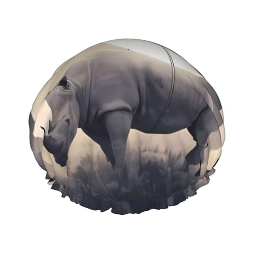 MYGANN Rhino Cuffia da doccia riutilizzabile a doppio strato, impermeabile, con cordino elastico, per la pulizia della casa e la cura del viso