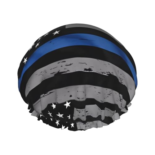 MYGANN American Thin Blue Line Flag riutilizzabile doppio strato impermeabile cuffia da doccia con cavo elastico per la pulizia della casa cura del viso doccia