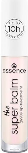 essence the SUPER BALM Glossy lip treatment, balsamo per labbra, n. 01, trasparente, idratante, vegano, senza conservanti, senza parabeni, senza particelle di microplastica, confezione da 1 (5 ml)