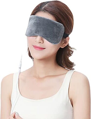 ZJchao Maschera per Dormire, Benda Riscaldata USB Occhiali Riscaldanti Riscaldati Elettricamente, Maschera per gli Occhi Riscaldante, Maschera per gli Occhi in Morbido Materiale Traspirante per(Grigio)