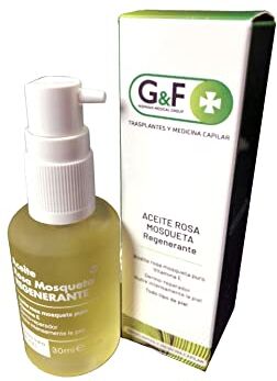 G&F TRANSPLANTES Y MEDICINA CAPILAR Olio di rosa muscheta per cicatrici. Olio di Rosa Mosqueta puro Vitamina E. Flacone da 30Ml. Olio per il corpo rigenerante e cicatrizzante. Per tutti i tipi di pelle. Dermo riparatore. Rosa muscheta.