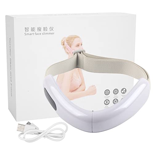 ZJchao EMS Massaggiatore elettrico dimagrante, modellante, forma del viso a V per sollevamento mento a ultrasuoni, massaggiatore rassodante per sollevamento del viso e fototerapia di vibrazione (bianco)