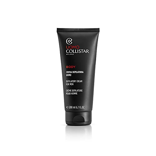 Collistar Linea Uomo Crema Depilatoria Corpo, elimina perfettamente i peli senza irritare l'epidermide, contiene olio di jojoba, cera d’api ed estratto di malva, 200ml