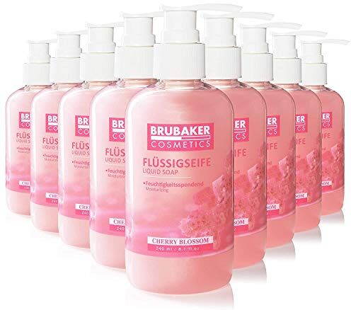 Brubaker Cosmetics Confezione da 50 Lozioni Lavamani Sapone Liquido Fiori di Ciliegio 50 x 240 ml in un Pratico Dispenser Deterge Delicatamente e Igienicamente, Idrata e Protegge