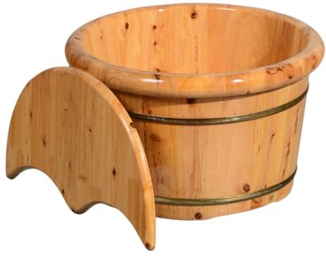 minkissy 1 Set Vasca Per i Piedi Piede Pediluvio Masajeador De Pies Bacino D'acqua in Legno Secchio Di Legno Per Lavabo Vasca Idromassaggio Per i Piedi Domestico Cipresso Lavabo in Legno