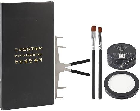 ZJchao Kit per Mappatura Sopracciglia, Set per Mappatura Sopracciglia Microblading Righello per Sopracciglia in Acciaio Inossidabile Pasta per Sopracciglia con 2 Pennelli Set per (Bianco)