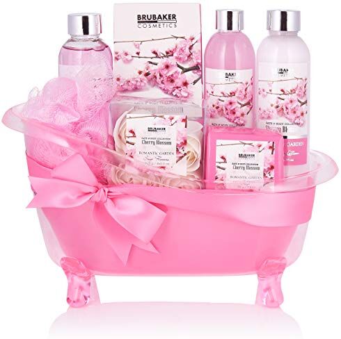 Brubaker Cosmetics Set da bagno e doccia con fiori di ciliegio Set regalo da 8 pezzi in vasca decorativa