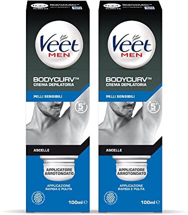 VEET For Men Crema Depilatoria Ascelle, Pelli Sensibili, 200ml, Maxi formato, 2 confezioni