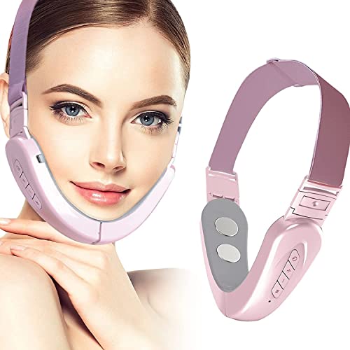 Generic Macchina per riduttore a doppio mento, cintura di bellezza elettrica per dispositivo di sollevamento a V, massaggiatore portatile intelligente per modellare il viso con luce blu (rosa)