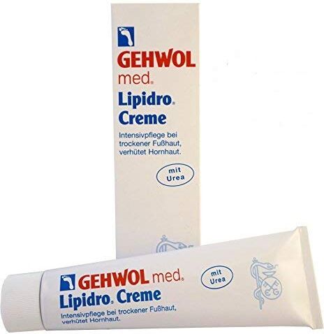 Gehwol med Lipidro Creme (etichetta in lingua italiana non garantita), crema per la cura dei piedi con Urea, 6 flaconi da 125 ml