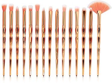 Nologo SDHF Spazzole di trucco/bellezza compone l'attrezzo corredo della spazzola, ombra di occhio professionale Powder Foundation fusione Lip Cosmetic (Colore : 15Pcs Rosegold, Size : One Size)