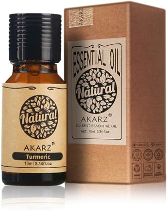 AKARZ Olio Essenziale di Curcuma Olio di Curcuma Terapeutico Biologico Puro per Pelle, Corpo, Capelli, Diffusore, Candela, Sapone, Fare, Fai da Te, Aroma da Massaggio (10ml)