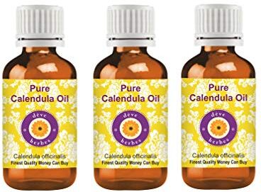 Deve Herbes Pure Calendula Oil (Calendula officinalis) 100% naturale di grado terapeutico per la cura della persona (confezione da 3) 100ml X 3 (10oz)