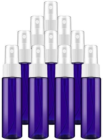 Frandy House , flacone spray piccolo da 30 ml, 10 flaconi spray per nebbia, perfetti per oli essenziali, pulizia, capelli e trucco, a prova di perdite, nebulizzatore con imbuto ed etichetta (blu)