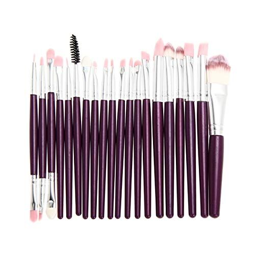 Nologo SDHF Ombretto compone le spazzole viso arrossisce spazzola fondamento della polvere del sopracciglio del labbro cosmetici spazzole di trucco, 20Pcs (Colore : Burgundy, Size : One Size)