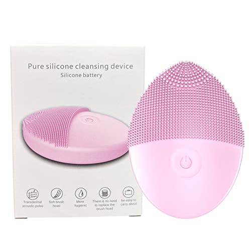 Generic Spazzola per la pulizia del viso rosa realizzata con spazzola vibrante in silicone morbido ultra igienico per una pulizia profonda ed esfoliante delicata