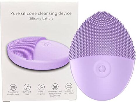 Generic Spazzola per la pulizia del viso viola realizzata con spazzola vibrante in silicone morbido ultra igienico per una pulizia profonda esfoliati delicata