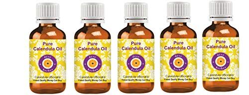 Deve Herbes Pure Calendula Oil (Calendula officinalis) 100% naturale di grado terapeutico per la cura della persona (confezione da 5) 100ml x 5 (18oz)