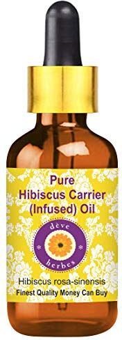 Deve Herbes Pure Hibiscus Oil (Hibiscus rosa-simensis) con contagocce di vetro 100% naturale di grado terapeutico infuso olio 30ml (1oz)