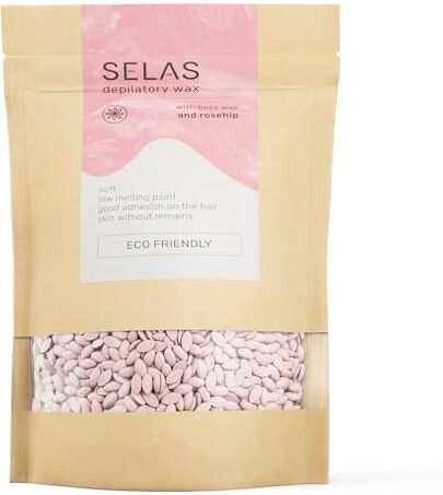 SELAS Cera depilatoria in "semi" 1Kg . A scelta Naturale, Rosa Mosqueta o Aloe Vera. Epilazione senza fasce realizzata con prodotti naturali. (Rosa)