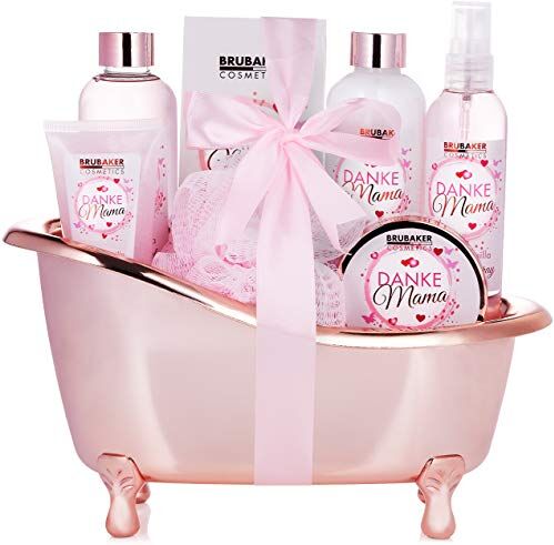 Brubaker Cosmetics Grazie Mamma Set da Bagno e Doccia Profumo Vaniglia Rosa Confezione Regalo 8 Pezzi in Vasca Decorativa