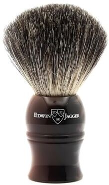 Edwin Jagger 1EJ332 Pennello da barba esfoliante classico in puro pelo di tasso, fatto a mano, con schiuma di qualità, con crema da barba o sapone da barba, per uomini e donne (imitazione corno