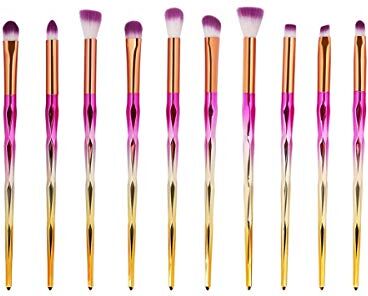 Nologo SNUIX Spazzole di trucco/bellezza compone l'attrezzo corredo della spazzola, ombra di occhio professionale Powder Foundation fusione Lip Cosmetic (Colore : 10Pcs Gold Pink, Size : One Size)