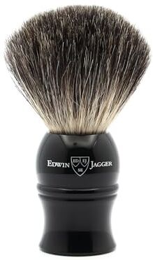 Edwin Jagger 1EJ336 Pennello da barba esfoliante classico in puro pelo di tasso, fatto a mano, con schiuma di qualità, con crema da barba o sapone da barba, per uomini e donne (imitazione ebano)