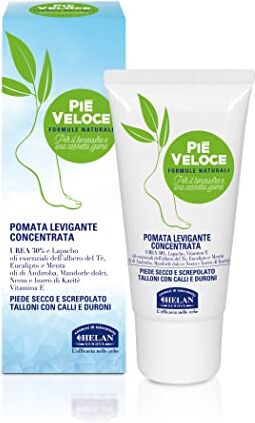 Helan , Piè Veloce, Crema Piedi Secchi Screpolati, Crema Talloni Screpolati con Urea 30% Crema Idratante Levigante e Concentrata contro Calli e Duroni, con Olio di Mandorle Dolci, 30 ml Made in Italy