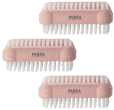 Parsa Beauty Nature Love Set di 3 spazzole per il lavaggio delle unghie, con doppia faccia, colore: rosa