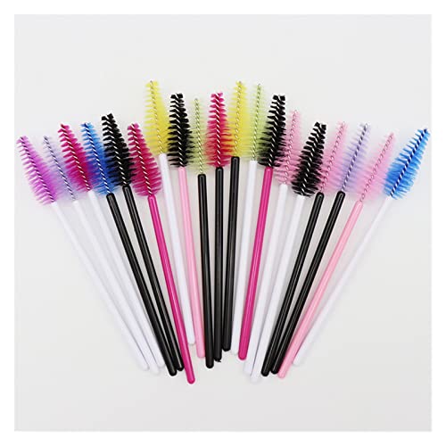 Generic Yaoqijie 500 pennelli usa e getta per sopracciglio, forma a goccia d'acqua, in nylon, per ciglia e trucchi, strumenti di estensione per ciglia e mascara, durata (colore manico: multicolore)