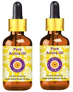 Deve Herbes Pure Arnica Olio (Arnica Montana) con contagocce in vetro 100% naturale di grado terapeutico per la cura della persona (confezione da due) 100ml x 2 (6oz)